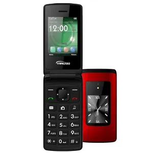 Fornecedor profissional 4G Flip phone com tela dupla Spreadtrum T107 de 1.77 + 2.4 polegadas de alta qualidade desbloqueado 4G celular NO SOS