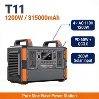 Estación de Energía Portátil de 1200W, Batería LiFePO4 de 315000mAh, Generador Solar MPPT de 350W, Carga Rápida, Onda Sinusoidal Pura, Protección IP65