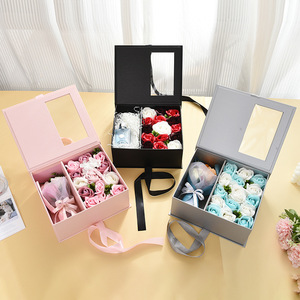 Boîte cadeau compacte écologique et recyclable pour la Saint-Valentin, pour savon en forme <span class=keywords><strong>de</strong></span> rose éternelle, <span class=keywords><strong>fleur</strong></span>, parfum, rouge à lèvres, collier - Product Image 3