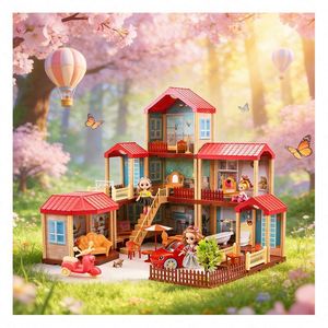 Casa de Muñecas Grande Unisex, Villa de Princesas con Muebles de Plástico, Accesorios, Juguete DIY, Juego de Simulación de Mansión, Set de Regalo para Niños - Product Image 1
