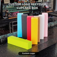 Boîte à cupcakes personnalisée avec logo, en carton recyclé, pour emballage alimentaire, avec couvercle rabattable, pour gâteaux, à emporter, en carton blanc, pour chocolat et lait