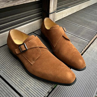 Herren Wildleder Single Monk Strap Schnürschuhe mit spitzer Zehenpartie, Business-Formal Monk Loafers, OEM ODM, personalisierte Freizeitschuhe aus Leder