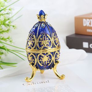 Huevo de <span class=keywords><strong>Faberg</strong></span>é Decorativo al por Mayor, Estilo Huevo de Pascua, Pintado a Mano, Esmaltado, con Bisagras, Regalo Único para la Familia, Almacenamiento de Metal - Product Image 5