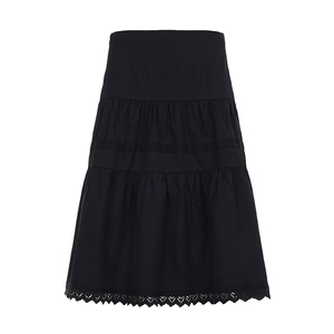 Falda de color liso con corte ajustado y encaje estilo dulce y femenino – Falda midi informal - Product Image 6