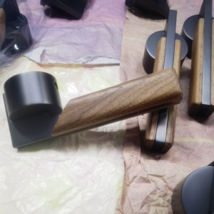 Luxury Leather Door Handle Door Lever Stainless Steel <strong>Wood</strong> <strong>Inlaid</strong> Handle - Product Image 6