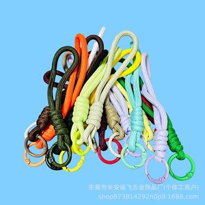 Yellow Rope Keychain With Metal Ring 140mm Length 16.5mm Diameter Portable Diy Jewelry <b>Accessory</b> - Product Image 2