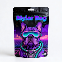 Sachet Mylar Doypack Personnalisé en Aluminium Imprimé avec Logo, Anti-Odeur, Refermable, Ziplock, pour Herbes et Fleurs, 3.5g 28g