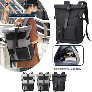 Custom New Men's Roll Cover <b>Backpack</b> Simple Fashion Niche Roll Top <b>Computer</b> Travel <b>Backpack</b> - Product Image 1