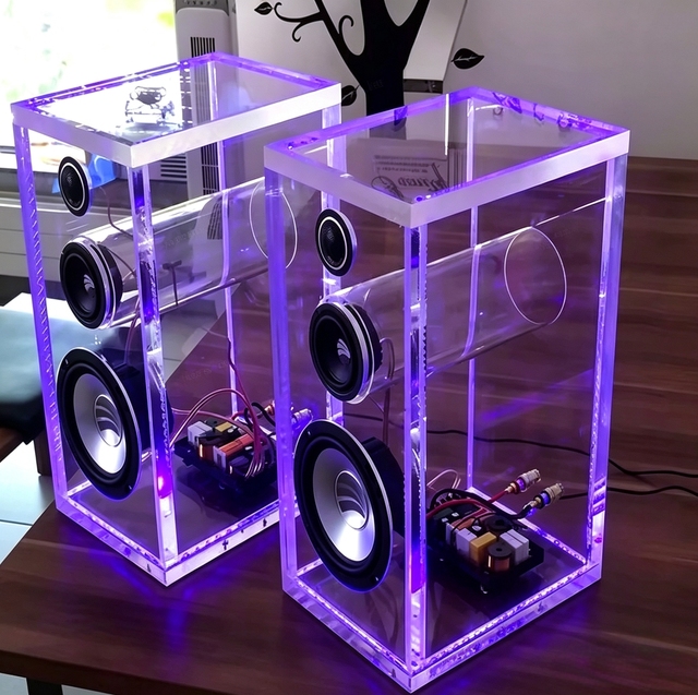 High Quality Custom Clear Acrylic Speaker Box, DIY Transparent Subwoofer Enclosure Cabinet, Home Stereo Bass Speaker Build