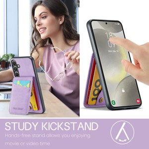 เคสหนังพรีเมี่ยมแบบกระเป๋าสตางค์ด้านหลังมีที่ใส่บัตร PC TPU ขาตั้งเคสโทรศัพท์มือถือสำหรับ <span class=keywords><strong>Samsung</strong></span> Galaxy S25 <span class=keywords><strong>Plus</strong></span> - Product Image 3