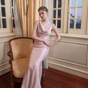 <span class=keywords><strong>Robe</strong></span> de Soirée de Luxe en Satin 2026, Col Bénitier, Sans Manches, Formelle, pour Demoiselle d'Honneur et Fêtes - Product Image 3
