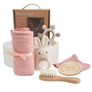 Conjunto de regalo de ducha recién nacido con <span class=keywords><strong>manta</strong></span> de bebé cepillo de pelo Toalla de sonajero embarazo regalos de nueva mamá al por mayor regalos de ducha de bebé - Product Image 1