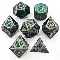 Ensemble de dés polyédriques vintage en métal craquelé, dés gravés en émail violet pour les jeux de table D&D RPG