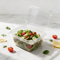 Saladebak PP met deksel, diverse inhoud, transparant, food grade verpakking, geschikt voor fruit, magnetronbestendig, restaurant, supermarkt