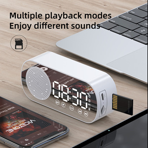 Đồng hồ báo thức kỹ thuật số Bluetooth 5.0 tích hợp loa, màn hình LED, gương, có chức năng radio FM, đèn ngủ LED và gọi rảnh tay - Product Image 3