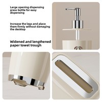 Juego de Accesorios de Baño de Estilo Crema Moderno y Lujoso, Portacepillos de Dientes de Plástico sin Taladro, Vaso para Lavarse la Cara, Organizador para Decoración del Hogar y Hoteles
