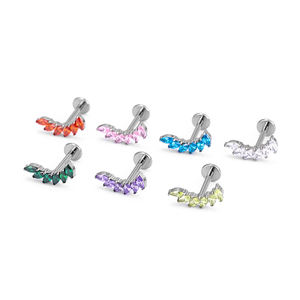 5 ए ज़िरकॉन छह मार्क्विज-आकार वाली भेदी गहने एस्टम f136 चिकित्सा-ग्रेड टाइटेनियम मिश्र धातु एडाज़्ड रंग बदलने वाले कान स्टड - Product Image 5