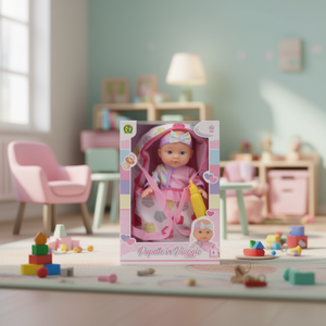 Poupée Bébé Pupetto en Voyage 30 cm en plastique avec porte-bébé et accessoires pour jeu de rôle pour filles de 4 à 6 ans - Product Image 3