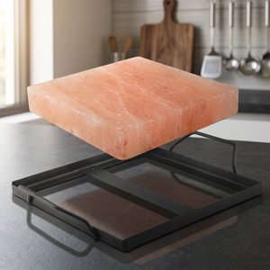 Placa de sal del Himalaya 100% natural de alta calidad, tallada a mano, ecológica, para cocinar y asar, bloque de roca salina con bandeja. - Product Image 1