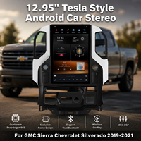 Fournisseur en gros de système multimédia Android Auto de style Tesla, 12,95 pouces pour GMC Sierra Chevrolet Silverado 2019-2021, 4+64G sans fil