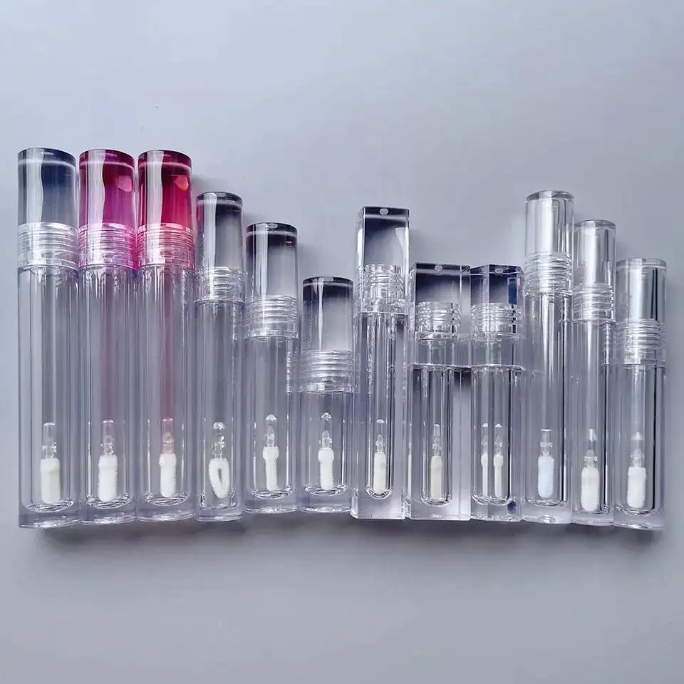 Tubo de brillo de labios vacío, contenedor de Tubo Transparente único, tubo de varita de brillo de labios transparente, logotipo personalizado, venta al por mayor