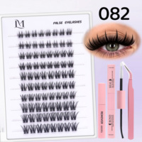 Kit DIY de Cils en Grappes Effet Œil de Chat Réutilisables Synthétiques 3D 5D Volume Moelleux Extensions de Cils à Domicile Cils Individuels Segmentés pour Salon