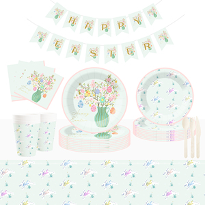 DAMAI New Customized Spring Flower Theme Disposable <b>Paper</b> Plate Napkin <b>Paper</b> <b>Tablecloth</b> with Floral Tableware Set for Birthday - Product Image 1