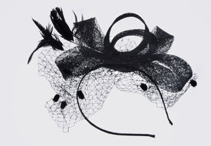 MIO <span class=keywords><strong>Vintage</strong></span> femmes élégant voile plume Fascinators bandeau mariage thé fête mariée fleur chapeaux pilulier Derby chapeaux Net - Product Image 3