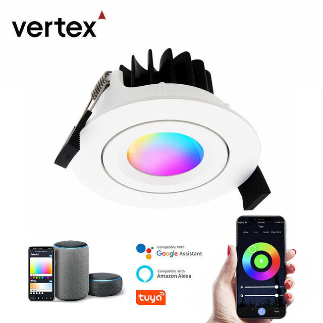 WiFi RGB Smart LED Recess Downlight Tuya App Control Color Changing White Shade Ceiling Light Bulb Home Lighting