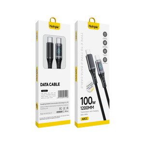 Thời trang a8cc 1.2m Nylon Braid nhanh chóng sạc Type-C PD 100W 5A USB cáp trong suốt hiển thị kỹ thuật số tinh khiết đồng dòng dữ liệu - Product Image 1