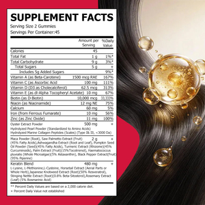 Gummies pour la croissance des cheveux très vendues avec vitamine biotine et calcium : nourrissent les cheveux clairsemés, réduisent la chute et augmentent l'épaisseur des cheveux - Product Image 2