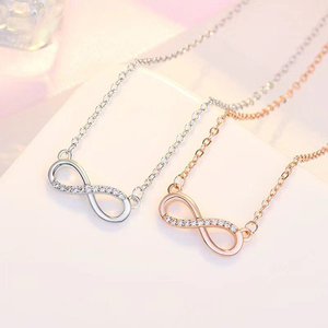 Hợp thời trang Đồ trang sức mỹ dây chuyền phụ nữ 925 sterling bạc Infinity Mặt dây chuyền vòng cổ - Product Image 1