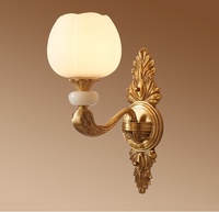 Applique murale LED européenne, lampe de chevet pour salon, chambre à coucher, moderne, simple, en cuivre et verre, télécommande, pour hôtel, couloir, escalier