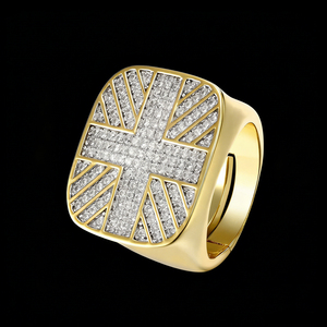 <span class=keywords><strong>Anello</strong></span> Union Jack da Uomo in <span class=keywords><strong>Argento</strong></span> <span class=keywords><strong>925</strong></span> <span class=keywords><strong>con</strong></span> Pietre CZ Nere, Gioiello Audace Stile Hip Hop - Product Image 2