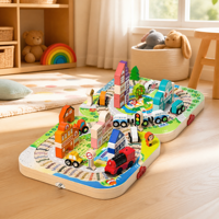 Blocs de construction en bois de grande taille de qualité supérieure avec train magnétique, jouets éducatifs Montessori à assembler soi-même pour enfants
