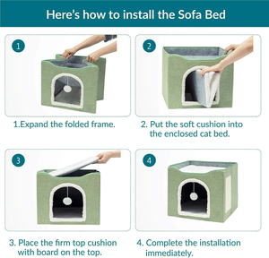 Foldable Pet Bed for Indoor <strong>Cats</strong> with Scratching Pad Large Soft Warm Pet <strong>Cat</strong> Condo House Equipment <strong>Cat</strong> Peekaboo Cave <strong>Hideaway</strong> - Product Image 5