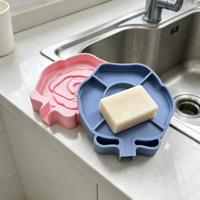 Support multifonctionnel pour savon sec non collant, éponge et flacon de lotion, avec drainage rapide pour salle de bain et cuisine.