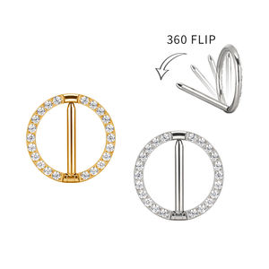 El más nuevo de fábrica ASTM F136 G23 titanio CZ pavimentado cuerpo joyería Sexy pezón anillo y cara segmento anillo para boda o compromiso - Product Image 6