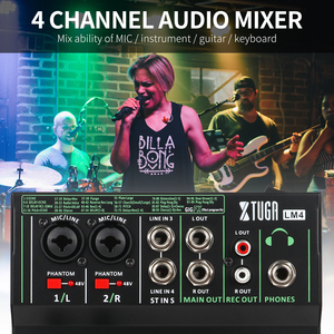 MÁY TRỘN ÂM THANH CHUYÊN NGHIỆP 4 KÊNH DI ĐỘNG XTUGA LM4, DÙNG CHO HÀNG NHẠC KARAOKE TẠI NHÀ & TRỘN ÂM THANH MÁY TÍNH, CÓ 99 CHỨC NĂNG DSP, VIDEO & ĐÈN SÁNG - Product Image 6