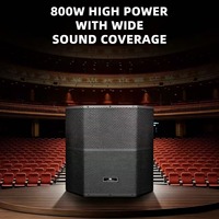 Caisson de basses actif professionnel en bois noir Leon Audio de 18 pouces, 800 W, classe D, DSP, haut-parleur de scène, large couverture sonore