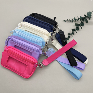 चेक किया नायलॉन रिस्टलेट कीचेन पर्स महिला रिस्टलेट वॉलेट कस्टम मिनी सिक्का पर्स कलाई पट्टा वॉलेट सामान - Product Image 2