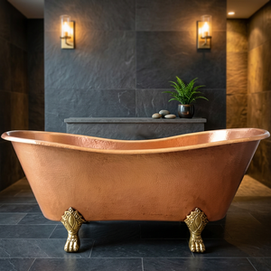 Bañera Ovalada de Cobre Independiente - Bañera Portátil de Lujo para Uso en Interiores - Artesanía India para el Hogar - Product Image 3