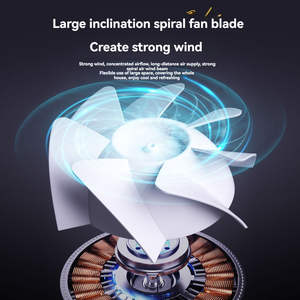 Ventilador de Escritorio Portátil Recargable de 2000mAh con 5 Velocidades, Luz LED y Función de Colgar en la Pared, Ideal para Camping - Product Image 3