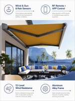 Auvent motorisé électrique en aluminium de luxe à installation facile, très vendu, pour balcon et terrasse, protection solaire