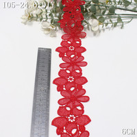 Dentelle Guipure Rouge Venise en Polyester, Bordure Florale Brodé 6cm pour Vêtements et Accessoires de Couture