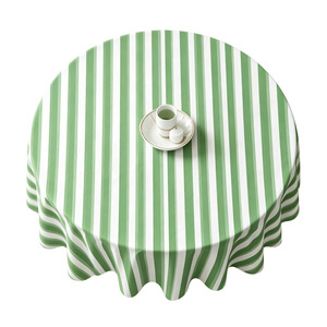 Nappe Ronde Intelligente Jiada 50 Pouces Rayée Verte en Tissu Polyester Imperméable pour Table à Manger - Product Image 5