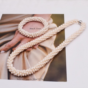 סט שרשרת וצמיד מחרוזי קריסטל צבעוניים, תכשיטי אופנה, שרשרת וצמיד חרוזים לנשים - Product Image 5