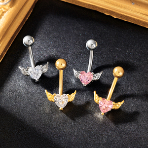 All'ingrosso <span class=keywords><strong>Piercing</strong></span> al ventre in acciaio inossidabile chiaro rosa Cz a <span class=keywords><strong>farfalla</strong></span> a forma di cuore piccolo angelo <span class=keywords><strong>ombelico</strong></span> con bottone <span class=keywords><strong>ombelico</strong></span> - Product Image 3