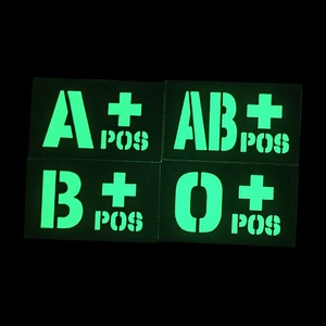 Patch de groupe sanguin réfléchissant IR personnalisé en gros, A B O, ID nocturne, <span class=keywords><strong>velcro</strong></span> - Product Image 4