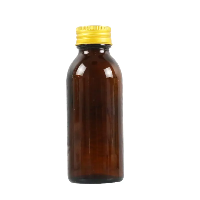 Flacone di reagente chimico in vetro ambrato rotondo da 30ml 60ml 50ml flacone vuoto per medicinali in vetro marrone